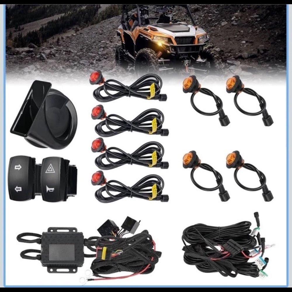 KEMIMOTO UTV Turn Signal Kit with 110D Horn￼